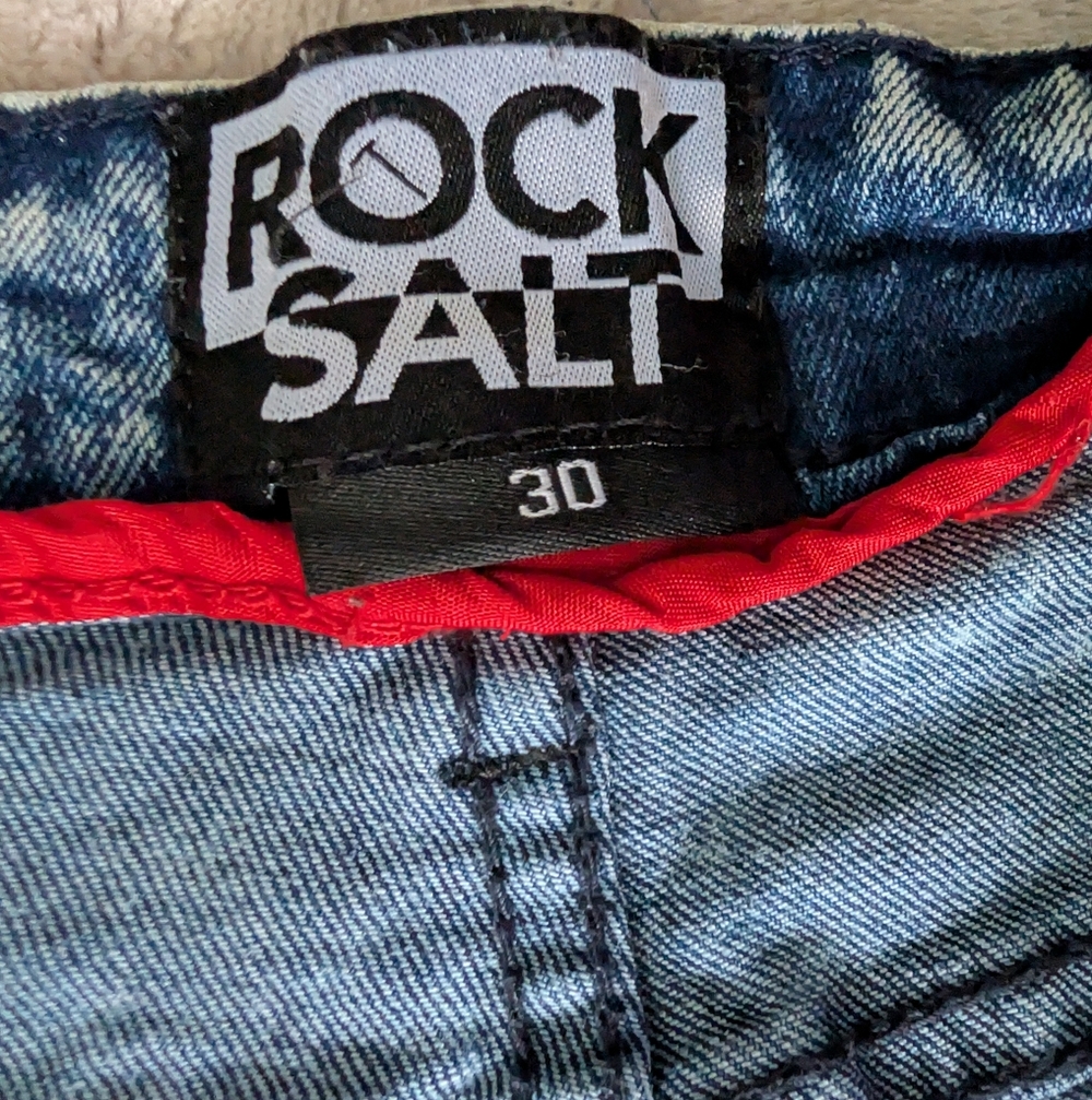 Womens Distressed Moto Skinny Jeans Streetwear Grunge Graffiti Acid Wash Sz 30 image 6